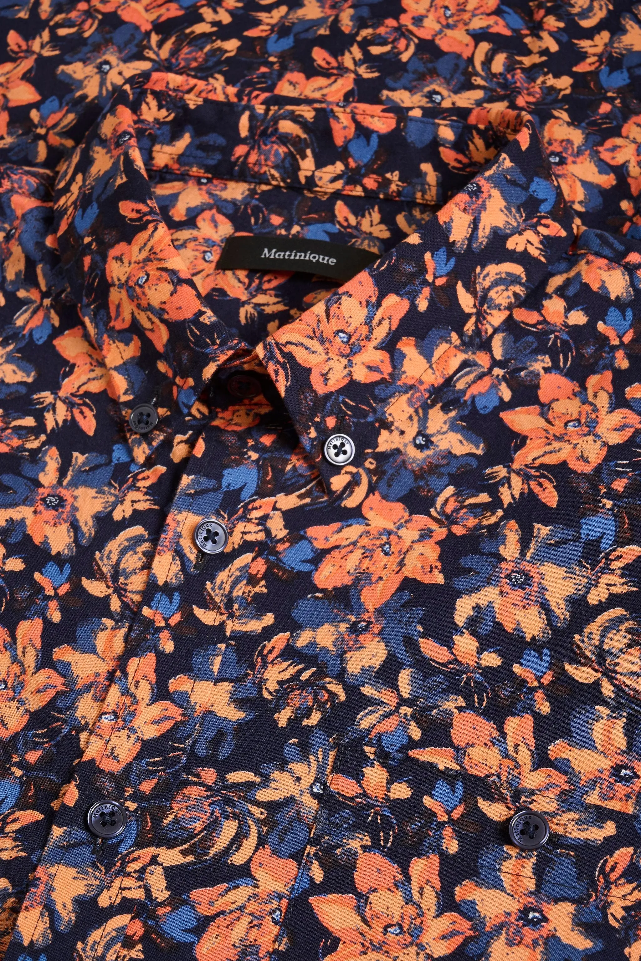 Matinique Floral Print Shirt Navy