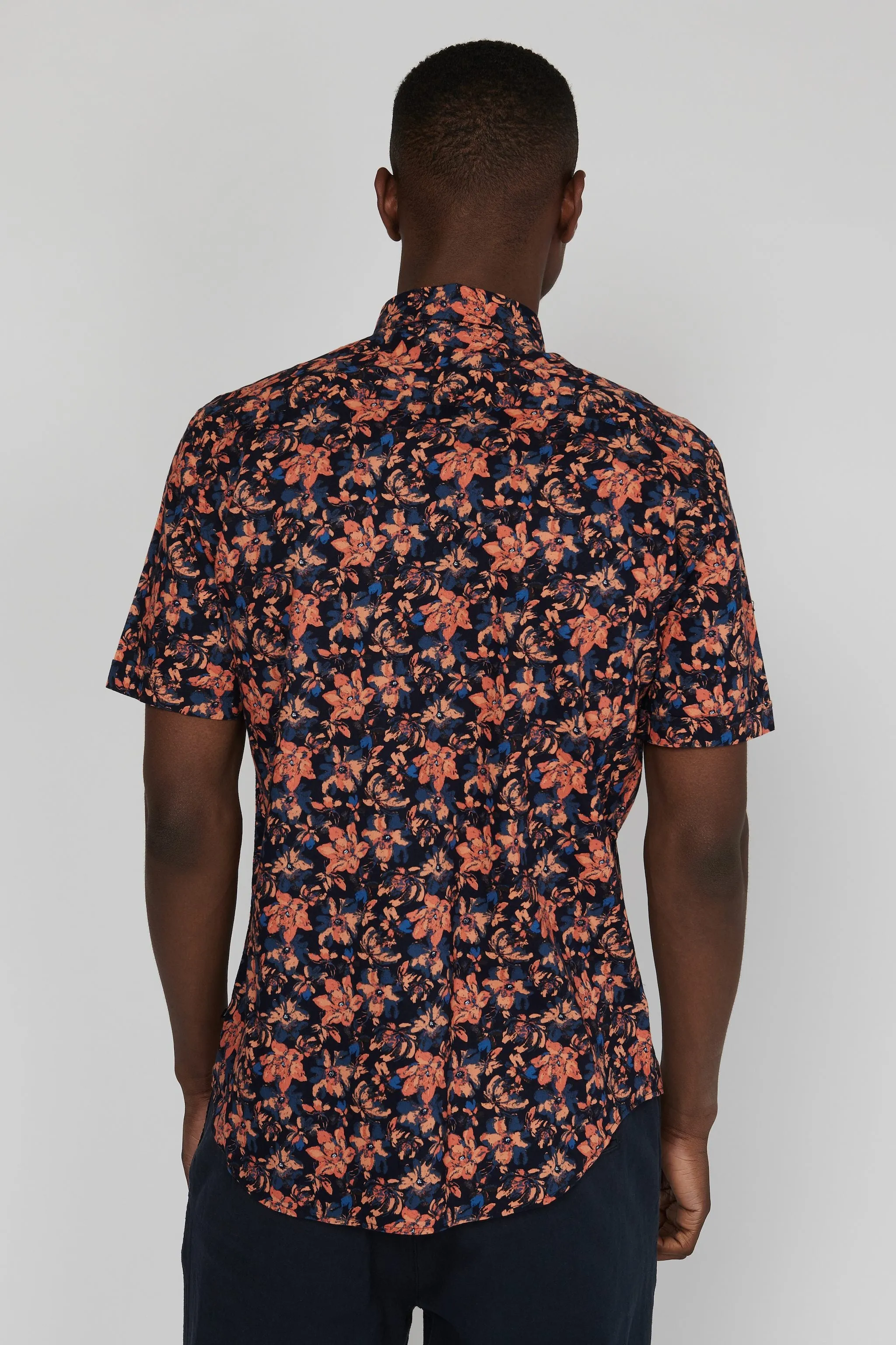 Matinique Floral Print Shirt Navy