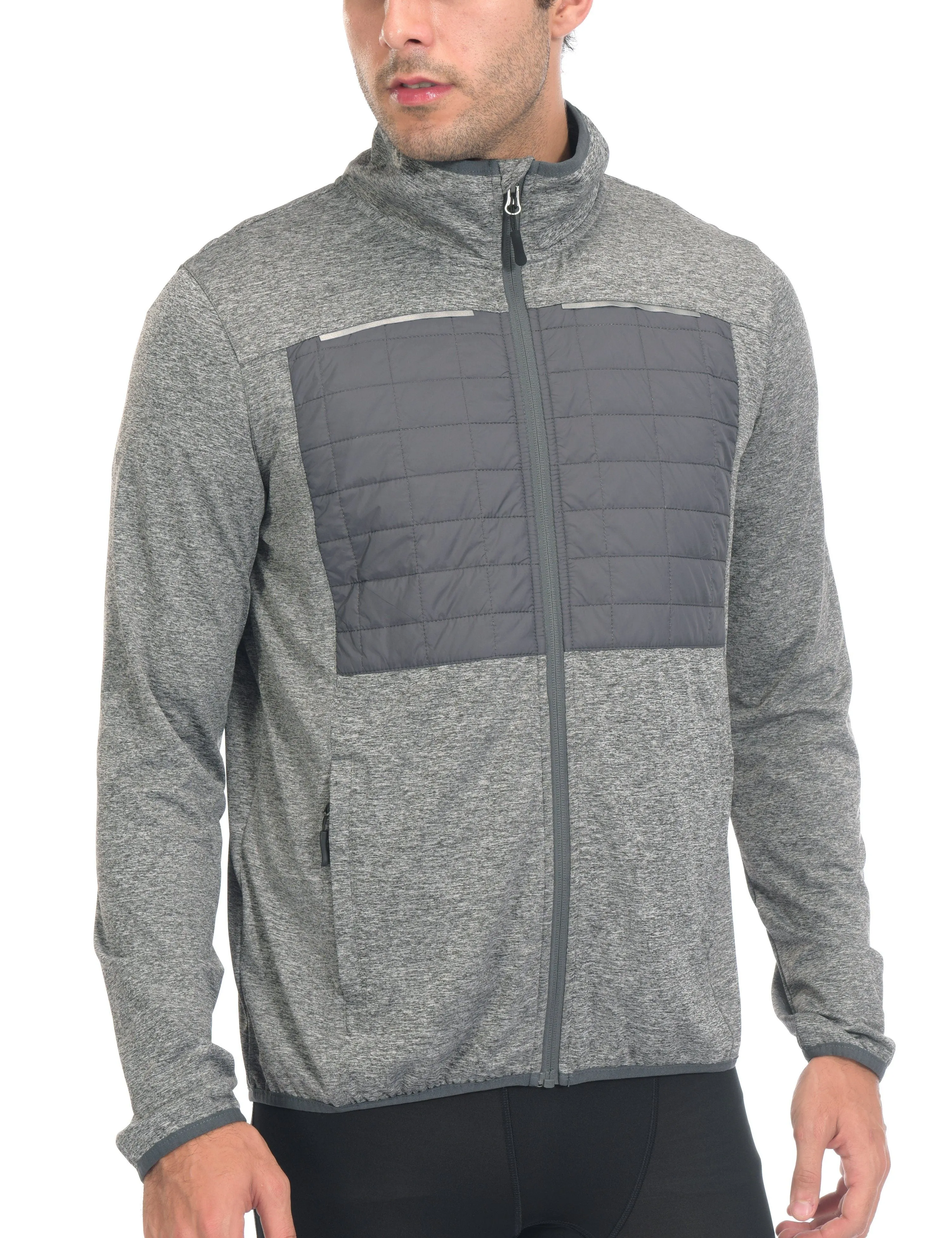 Men's Insulated Full-Zip Running Thermal Hybrid Jacket