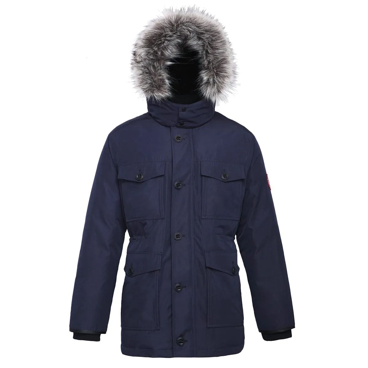 Men's Parka Jacket with Faux Fur Hood