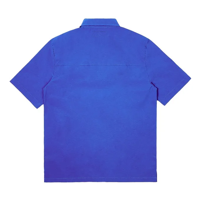 Printed Utility Boxy Windbreaker Shirt - Royal