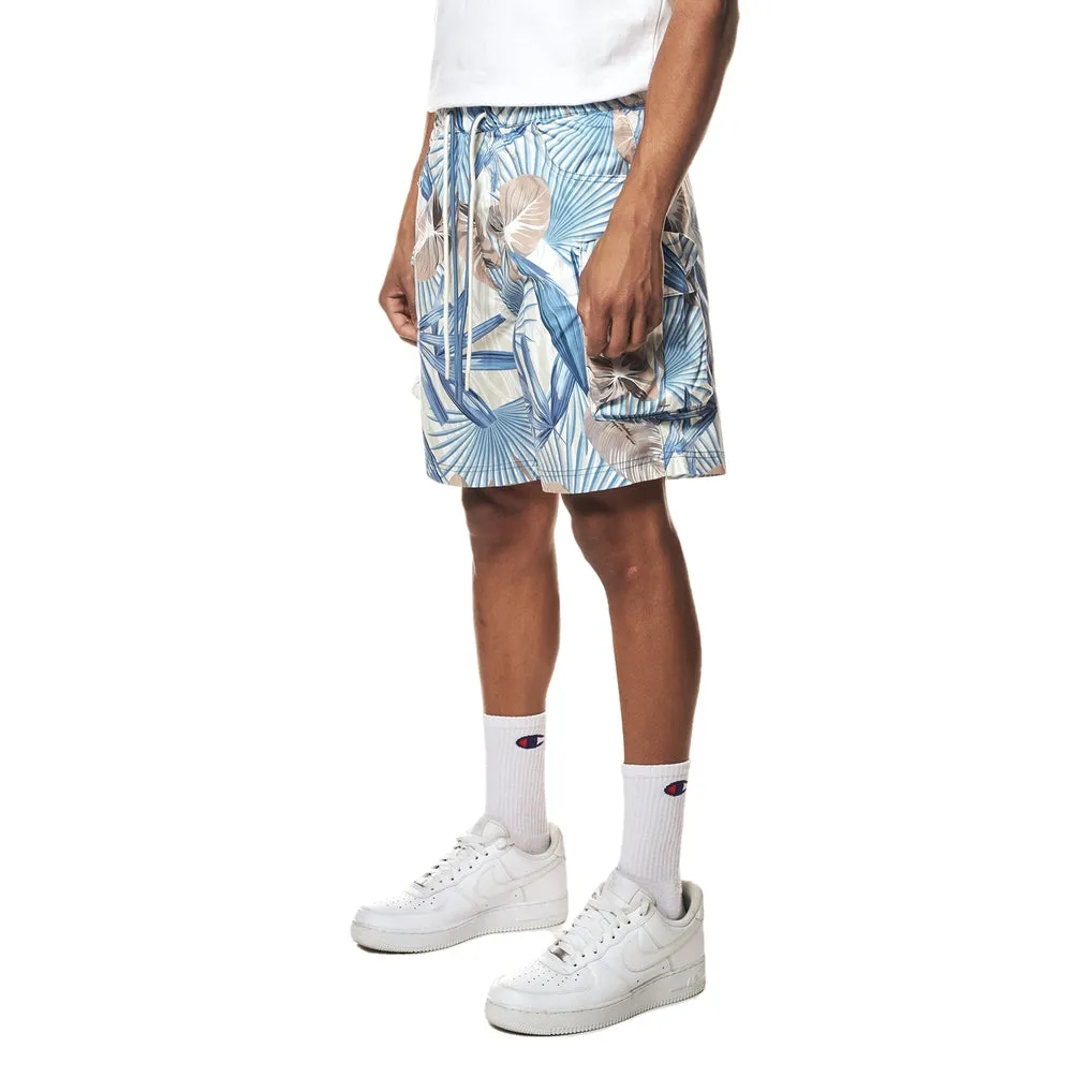 Printed Utility Windbreaker Shorts - Tropic Blue