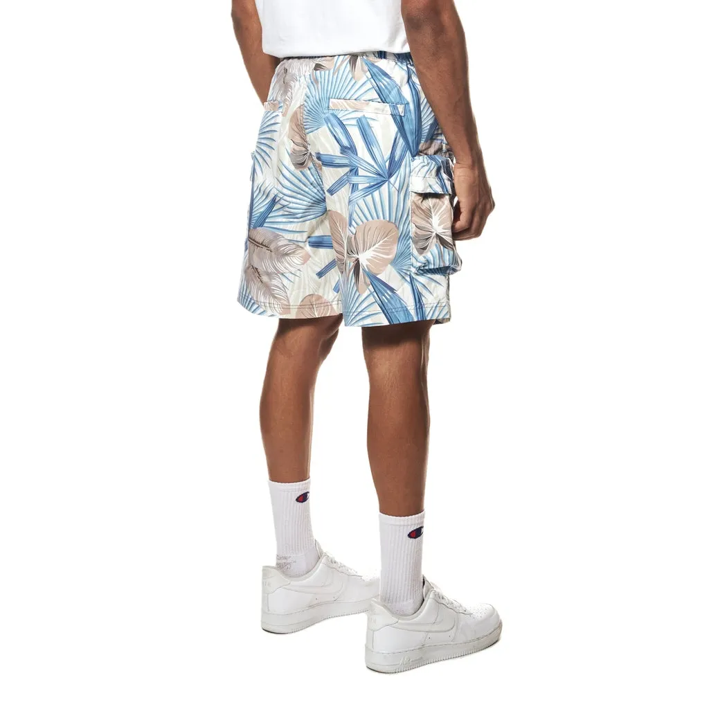 Printed Utility Windbreaker Shorts - Tropic Blue