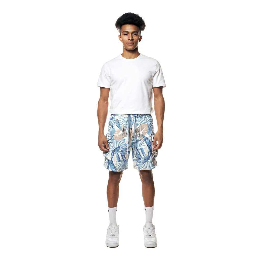 Printed Utility Windbreaker Shorts - Tropic Blue