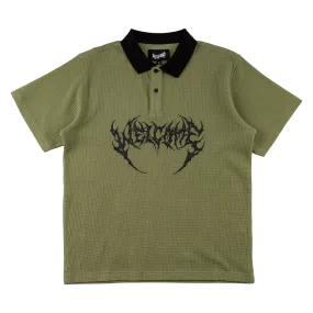 Sharp Short Sleeve Waffle-Knit Polo - Olive