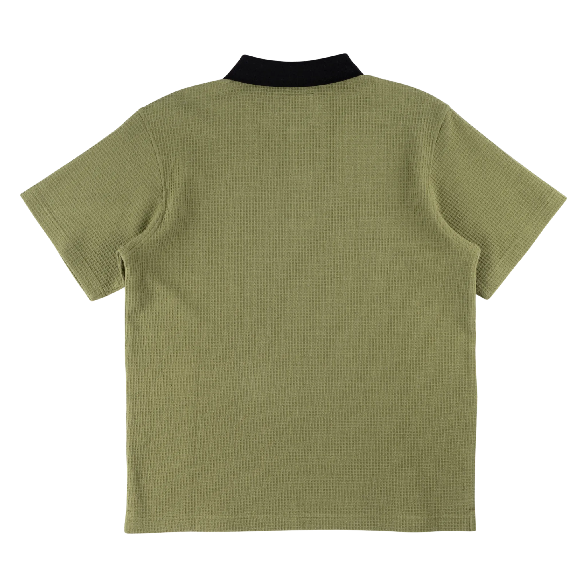 Sharp Short Sleeve Waffle-Knit Polo - Olive