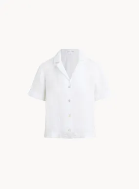 Short Sleeve Flowy Button Down - White