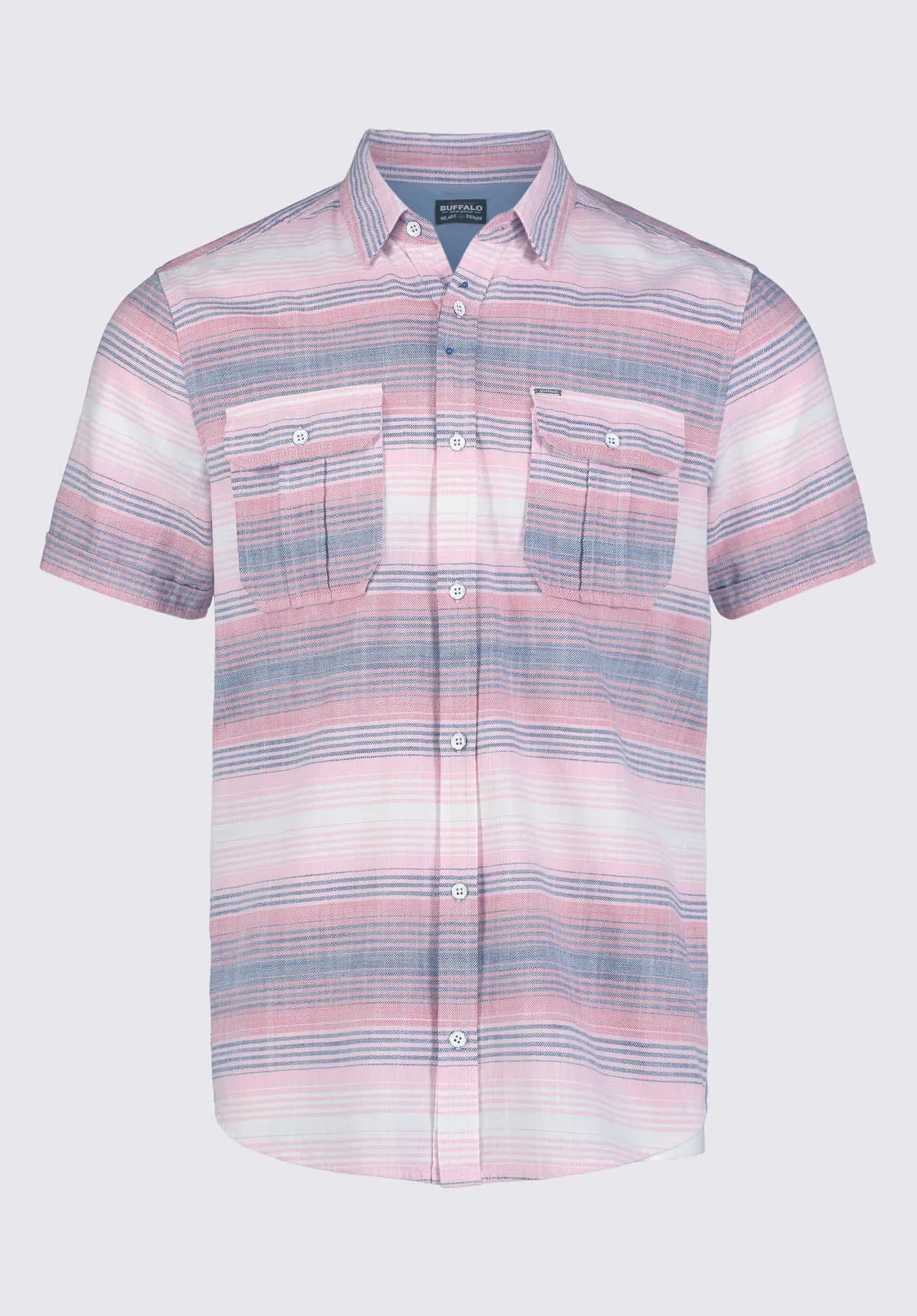 Siboa Men's Short Sleeve Striped Shirt in Mineral Red - BM24303