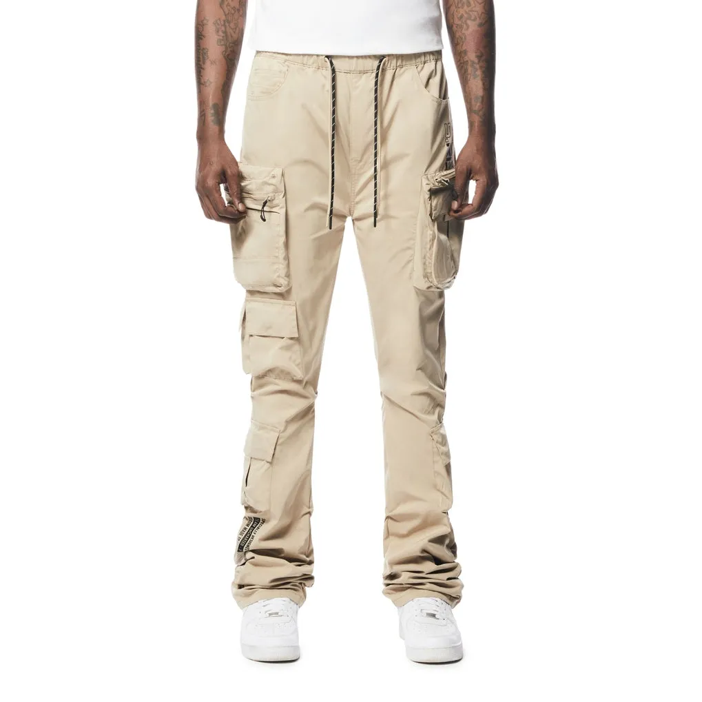 Stacked Windbreaker Utility Pants - Khaki