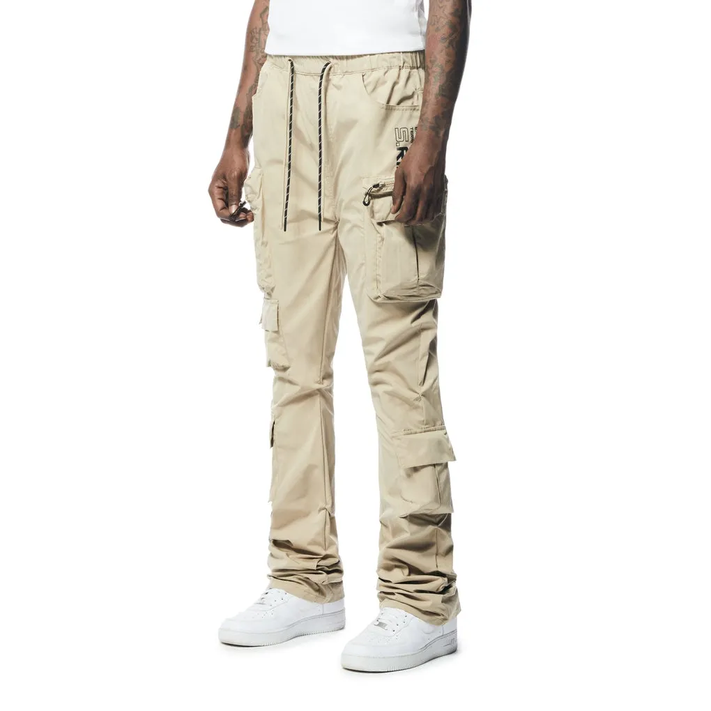 Stacked Windbreaker Utility Pants - Khaki