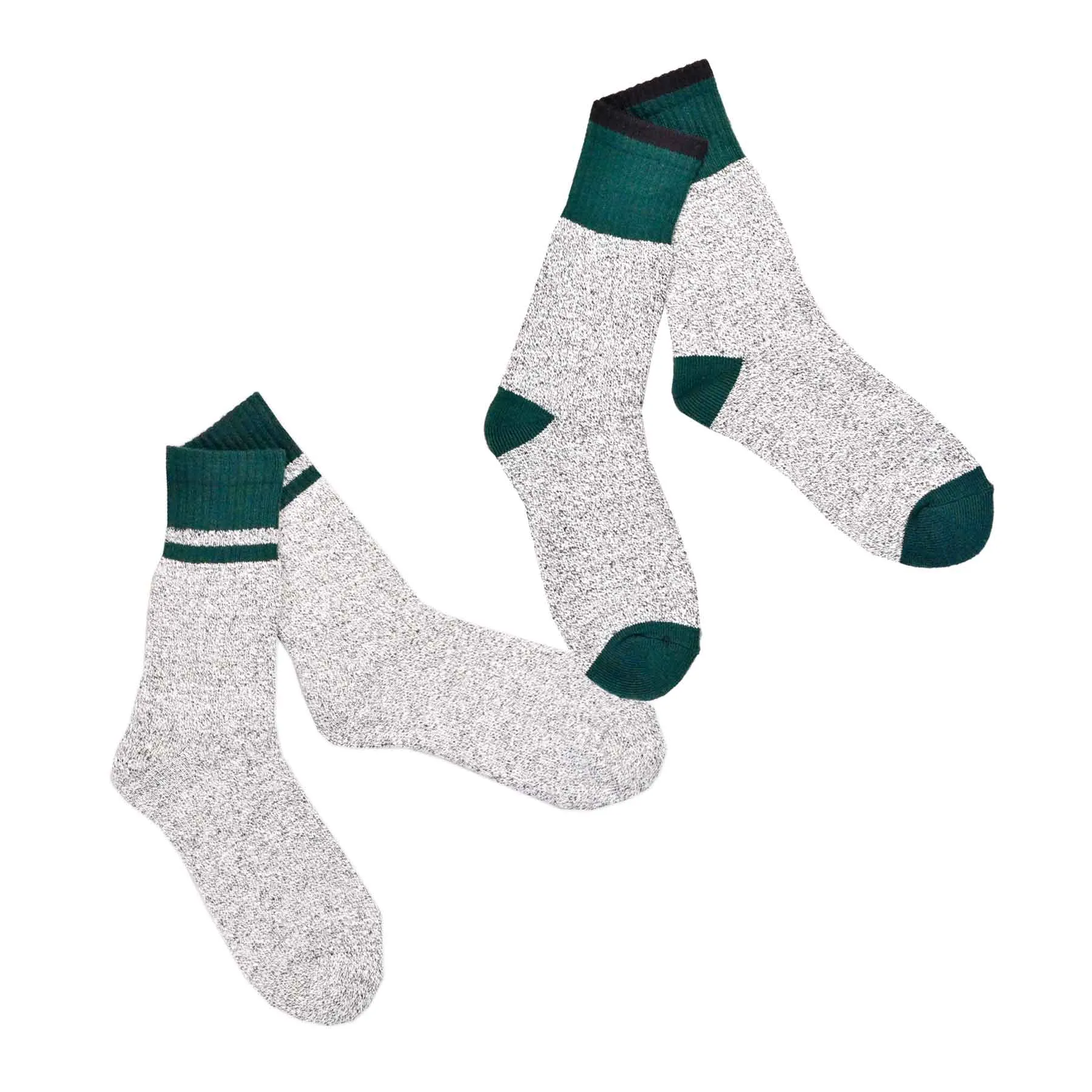 TeeHee Socks Men's Thermal Cotton Crew Green Tip 2-Pack (50766)