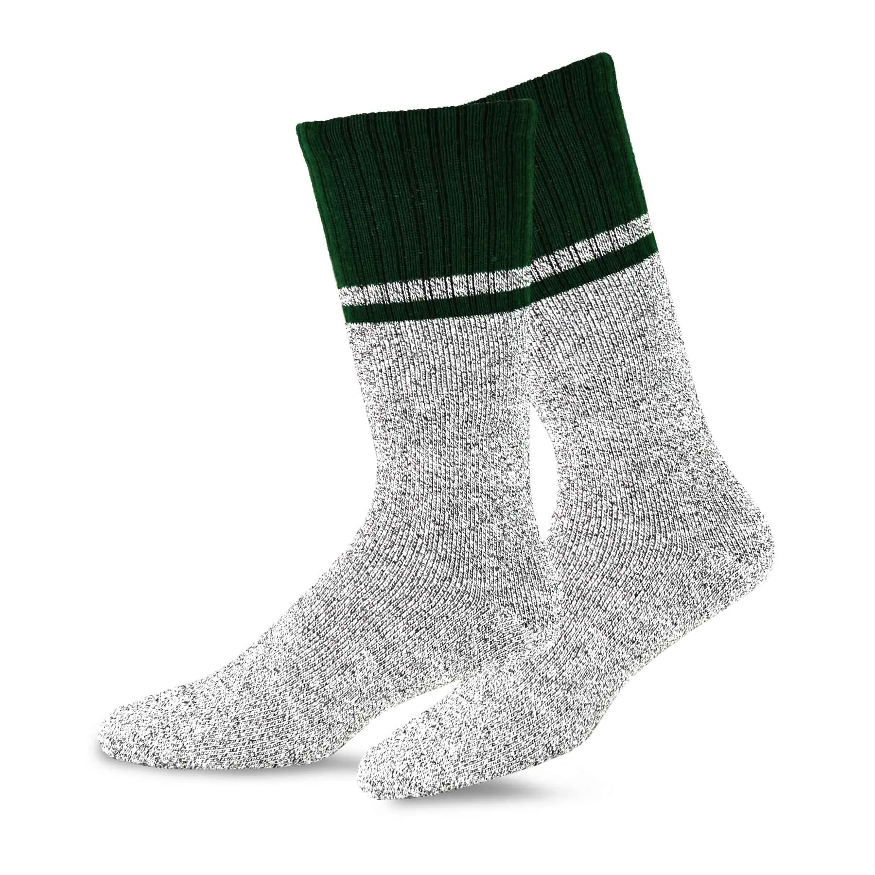 TeeHee Socks Men's Thermal Cotton Crew Green Tip 2-Pack (50766)