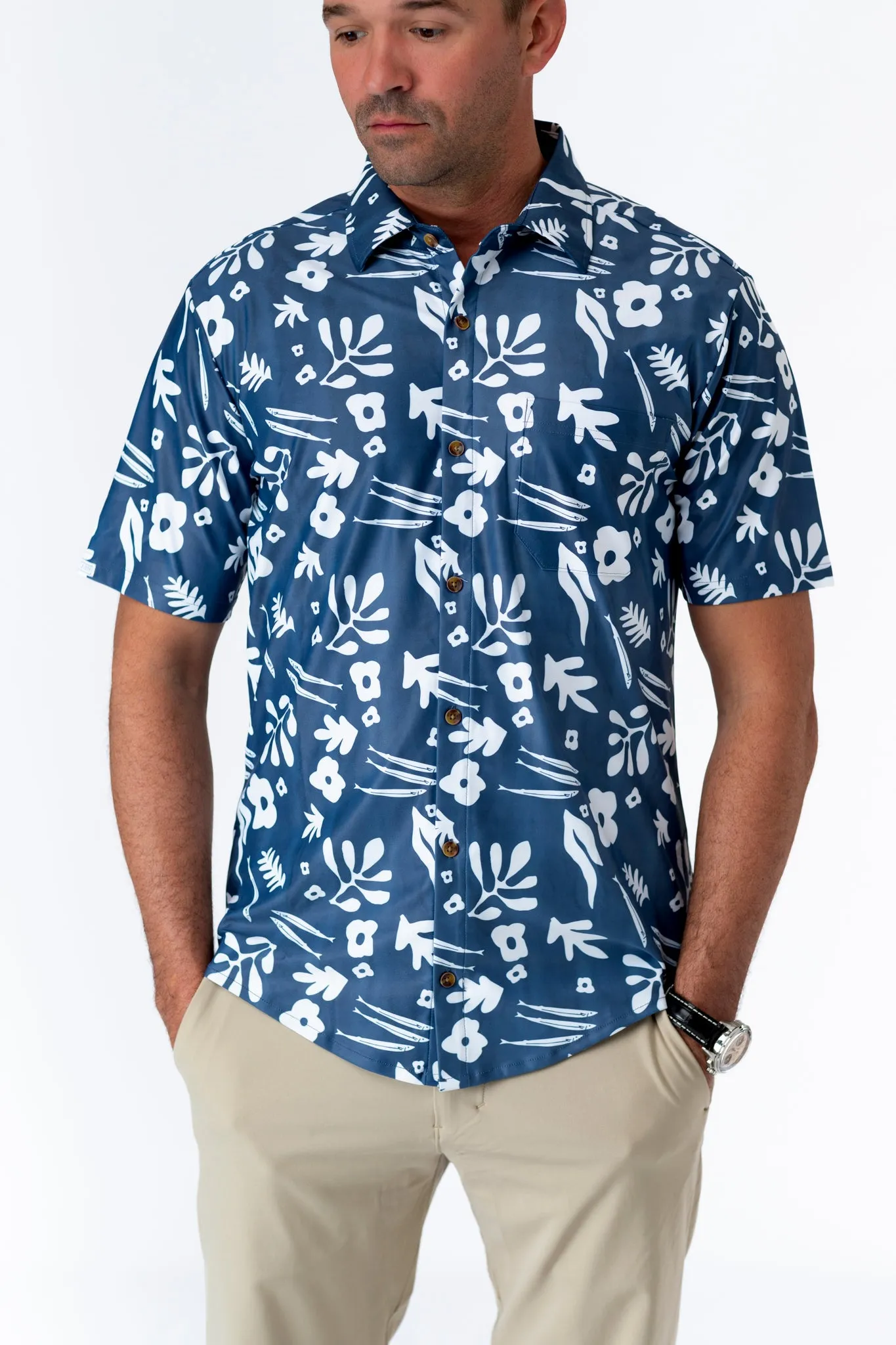 The Boatyard Button Down - Sardine Aloha Teal