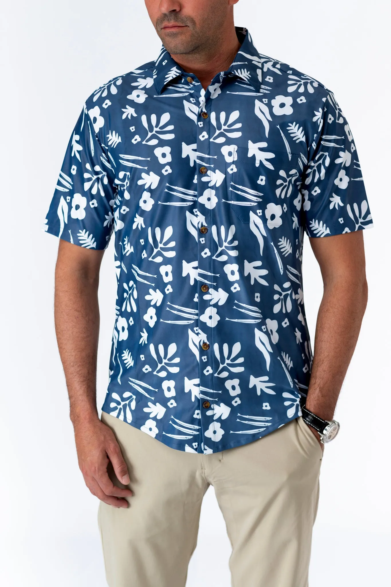 The Boatyard Button Down - Sardine Aloha Teal