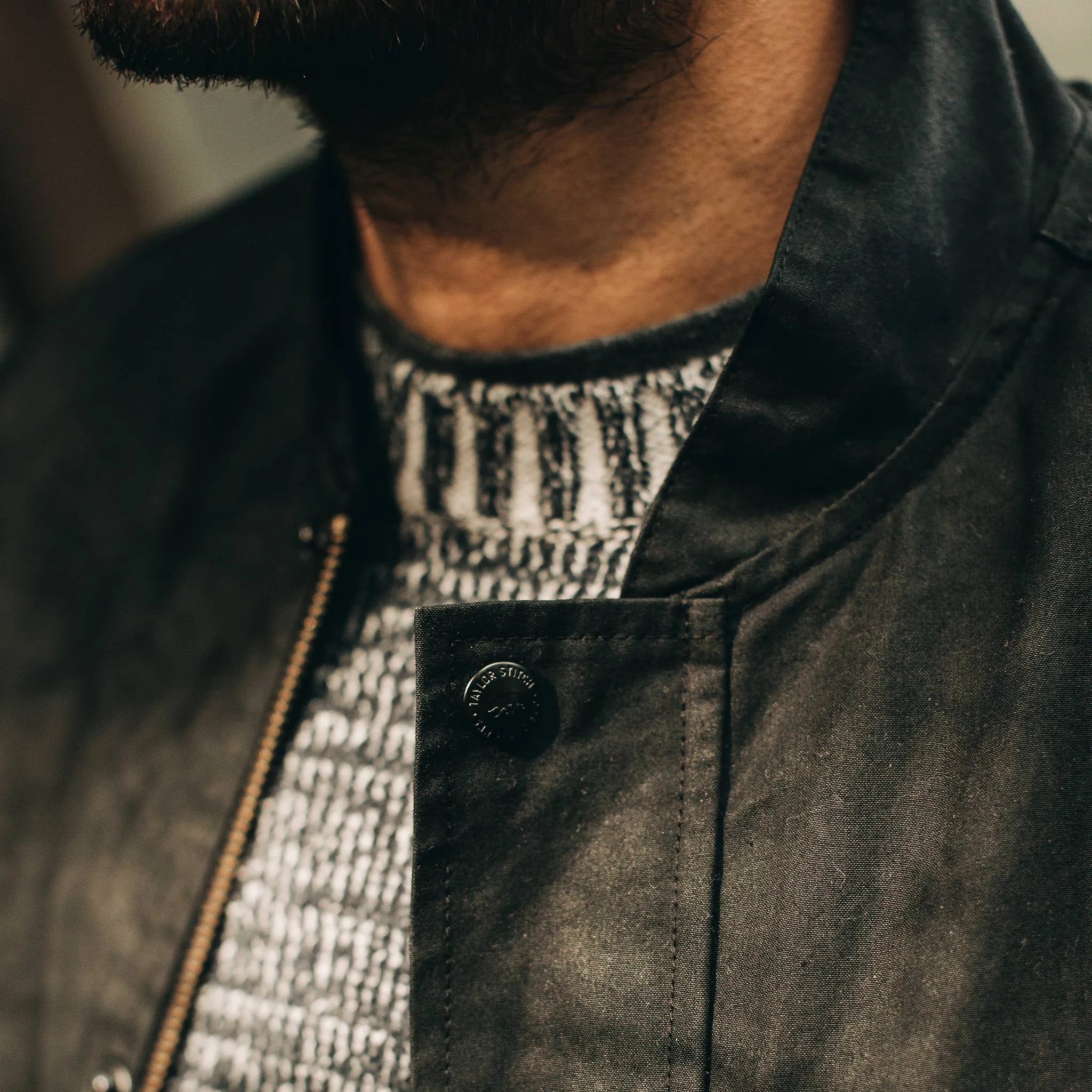 The Bomber Jacket in Black Dry Wax