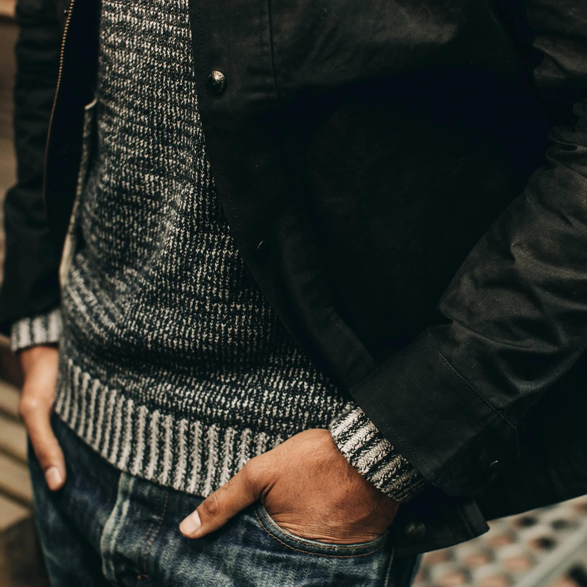 The Bomber Jacket in Black Dry Wax