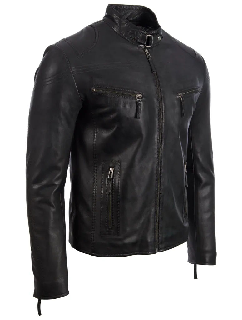 UH2P Men's Biker Jacket - Black