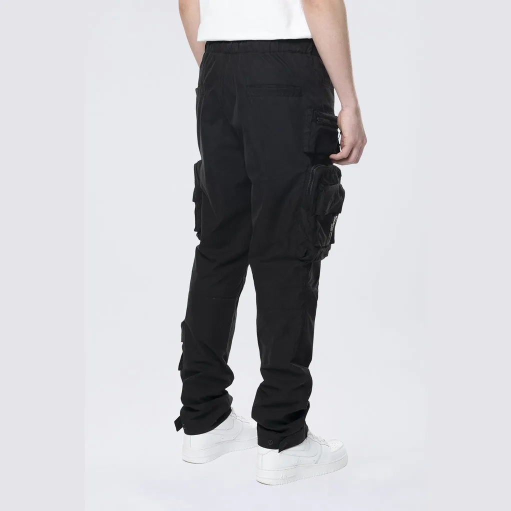 Utility Cargo Windbreaker Pants - Black