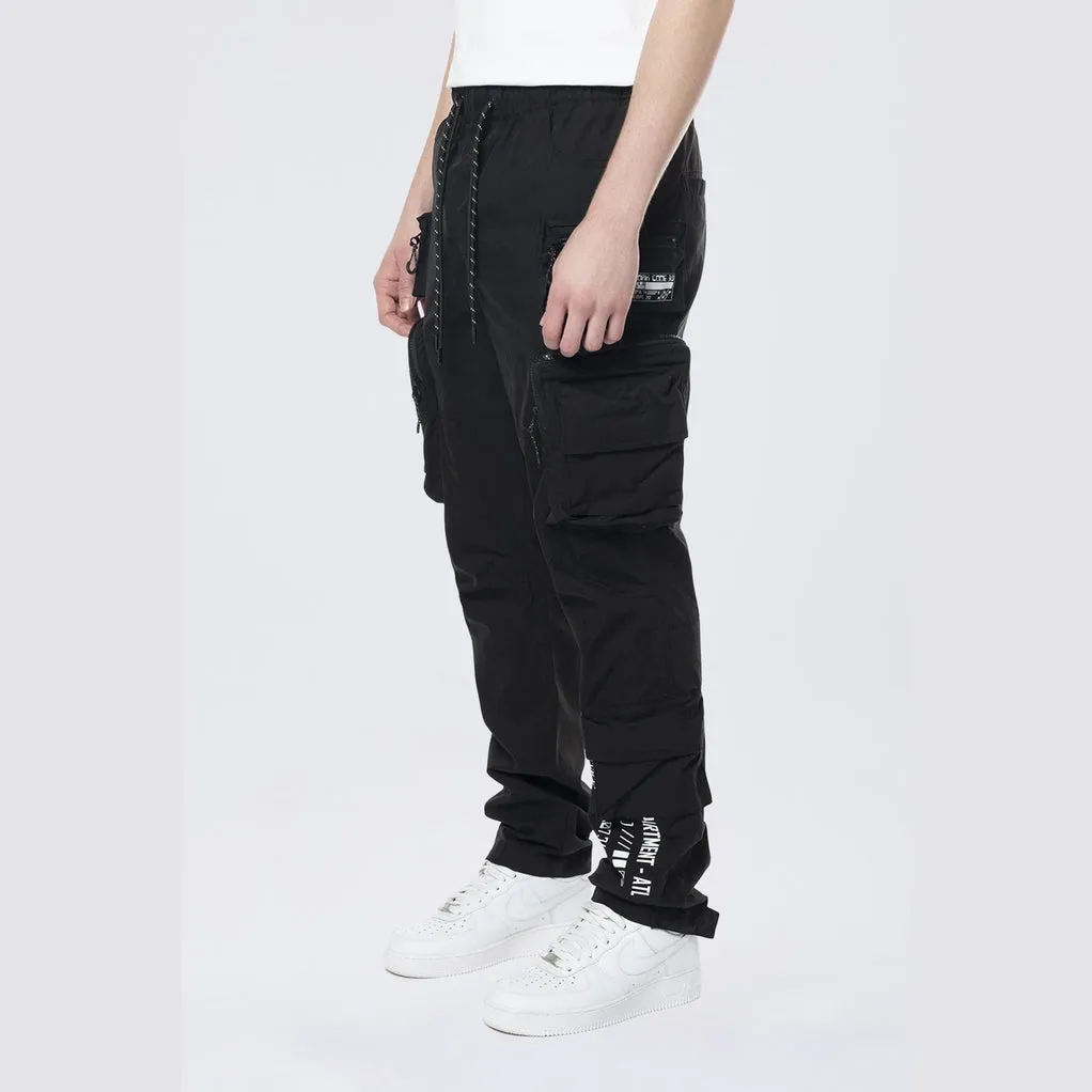 Utility Cargo Windbreaker Pants - Black