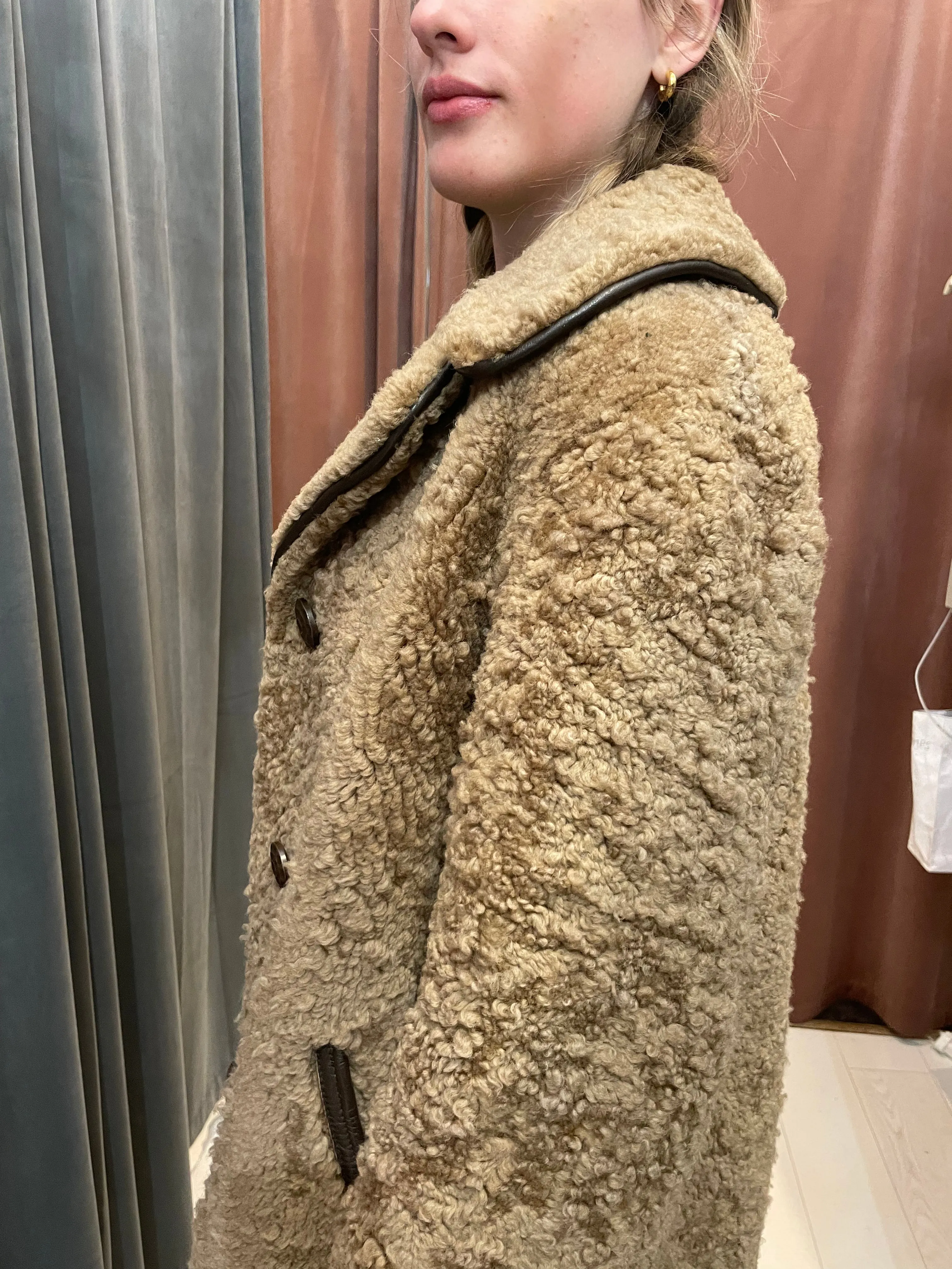 Vintage 1960's Camel Sheepskin Coat