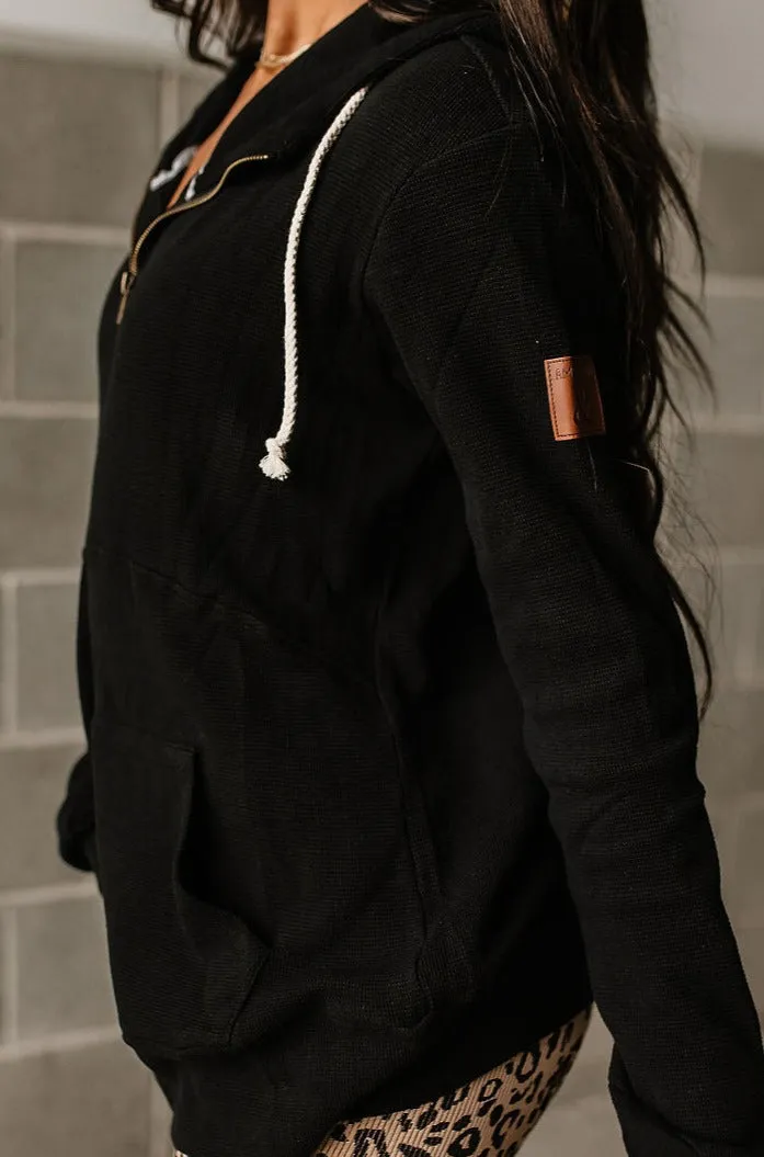 Waffle FullZip Hoodie - Black Jack