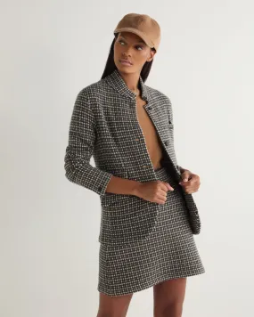 Women's Dogtooth Utility Cashmere Blazer Brown