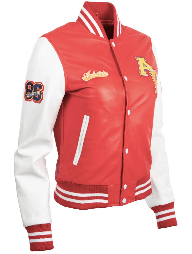 YWVV Women's Varsity Jacket - Red/White